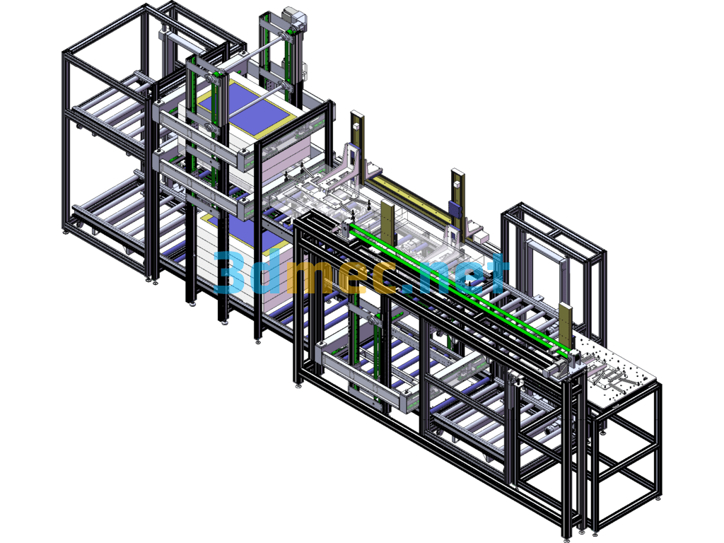 LCD Panel Loading Mechanism + Transportation Line - 3D Model SolidWorks Free Download