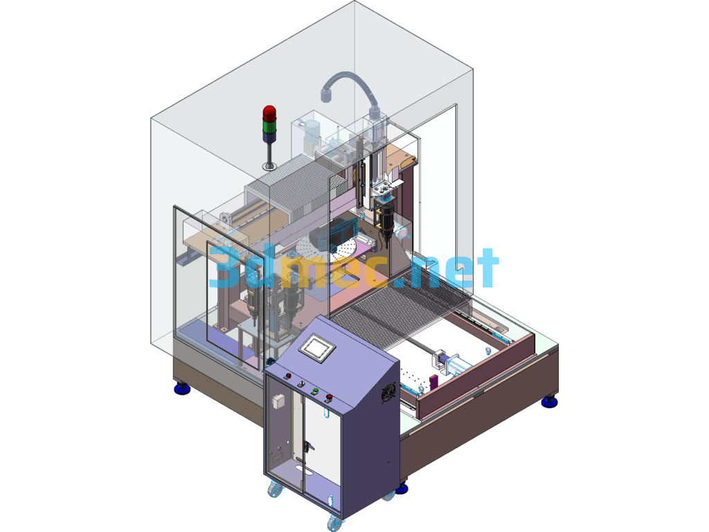 Six-Axis CNC Machining Center: Plastic Oil Bottle Processing Machine - 3D Model SolidWorks Free Download