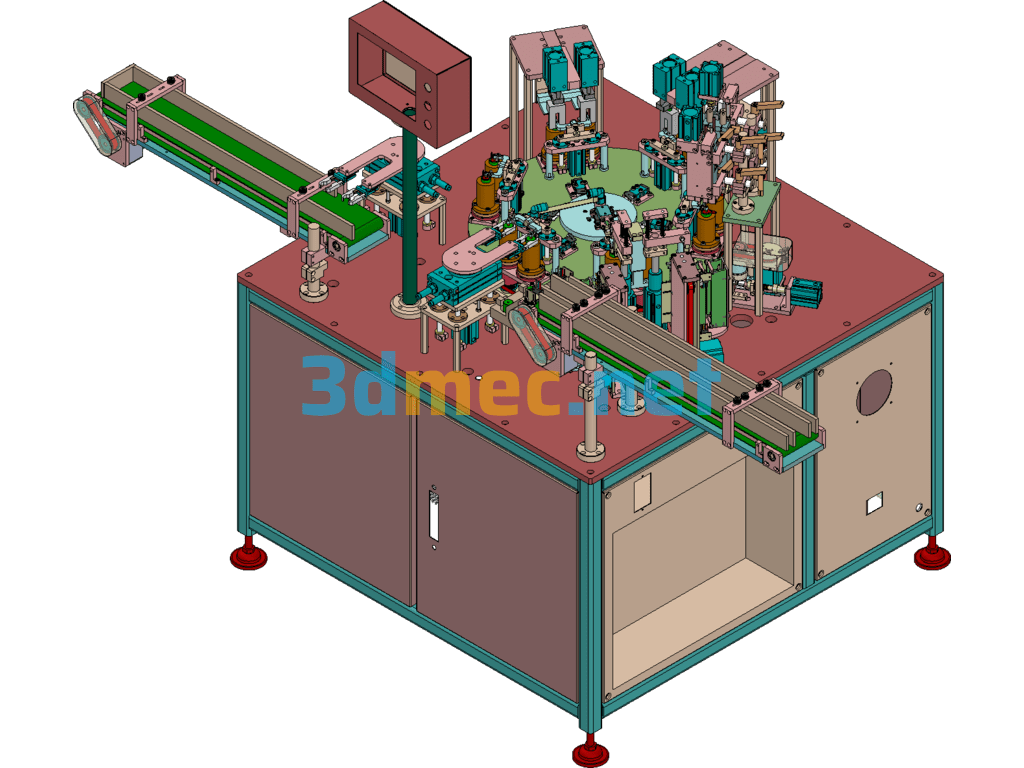 Cylindrical Lithium Battery Collector Automatic Welding Machine - 3D Model SolidWorks Free Download