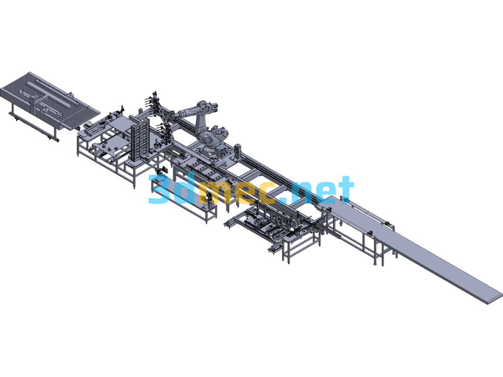 Automated Production Line Operated By Robots - 3D Model Exported Free Download