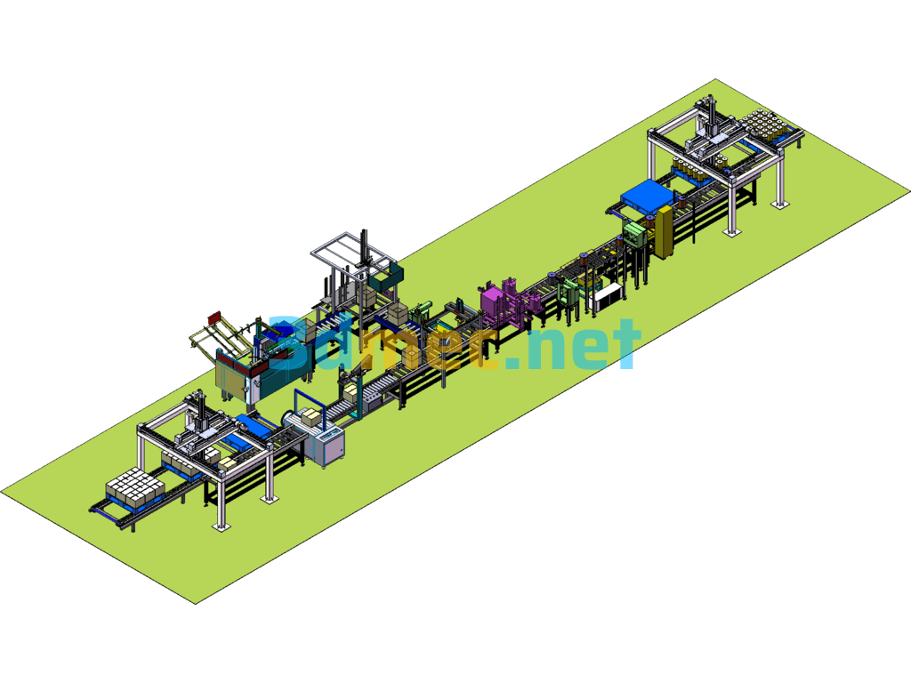 Fully Automatic Enameled Wire Conveyor Line - 3D Model SolidWorks Free Download