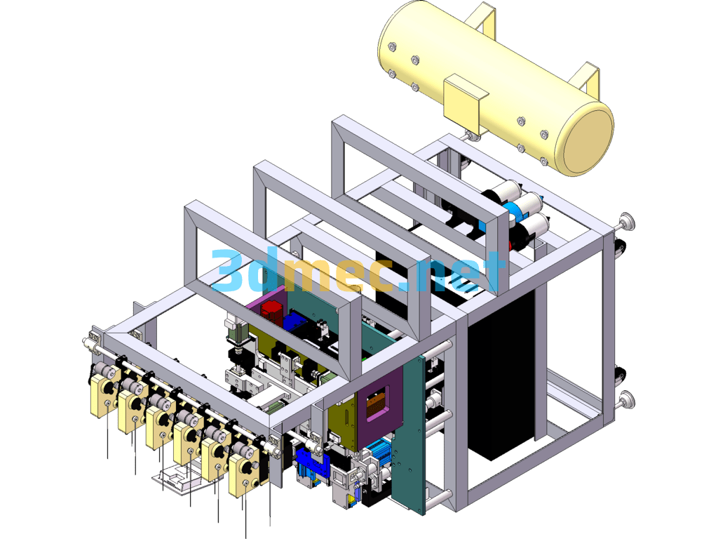 Electronics Industry Multi-Head Winding Machine, Color Code Inductor Winding Machine - 3D Model SolidWorks Free Download