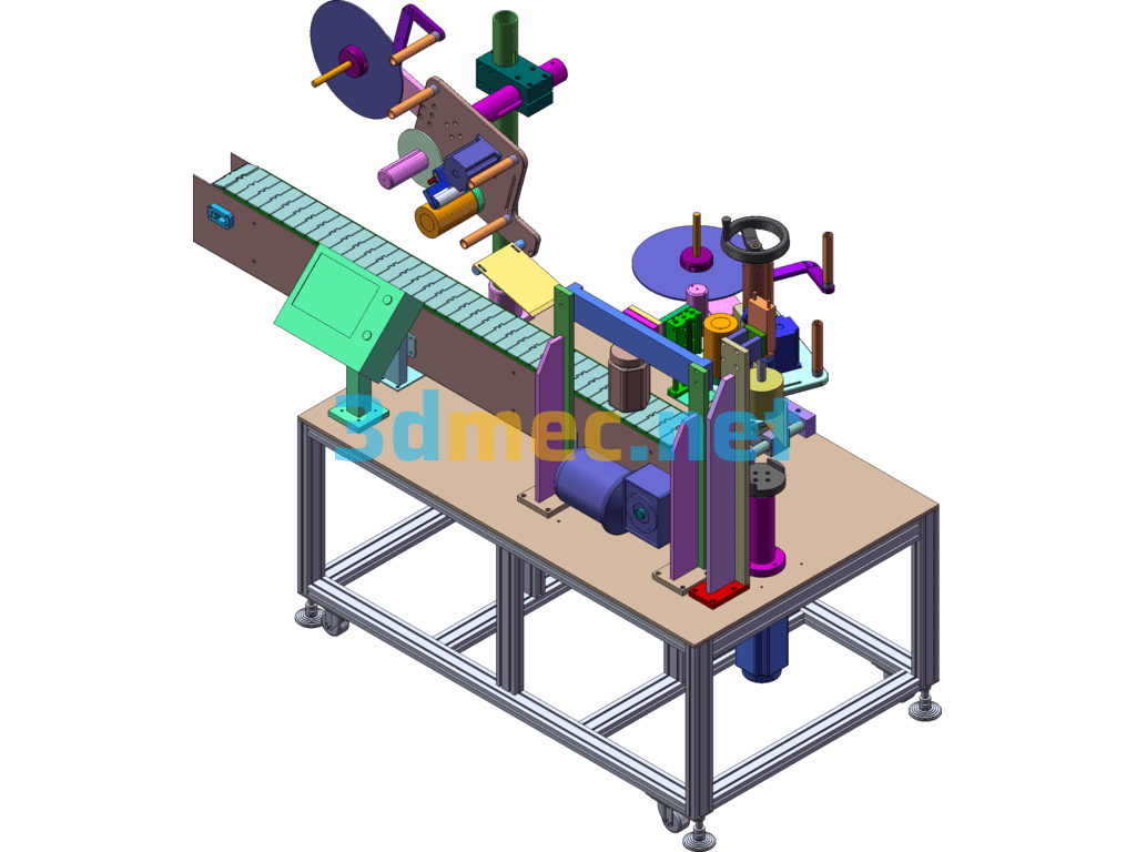 High Speed Fully Automatic Round Bottle Labeling Machine - 3D Model SolidWorks Free Download