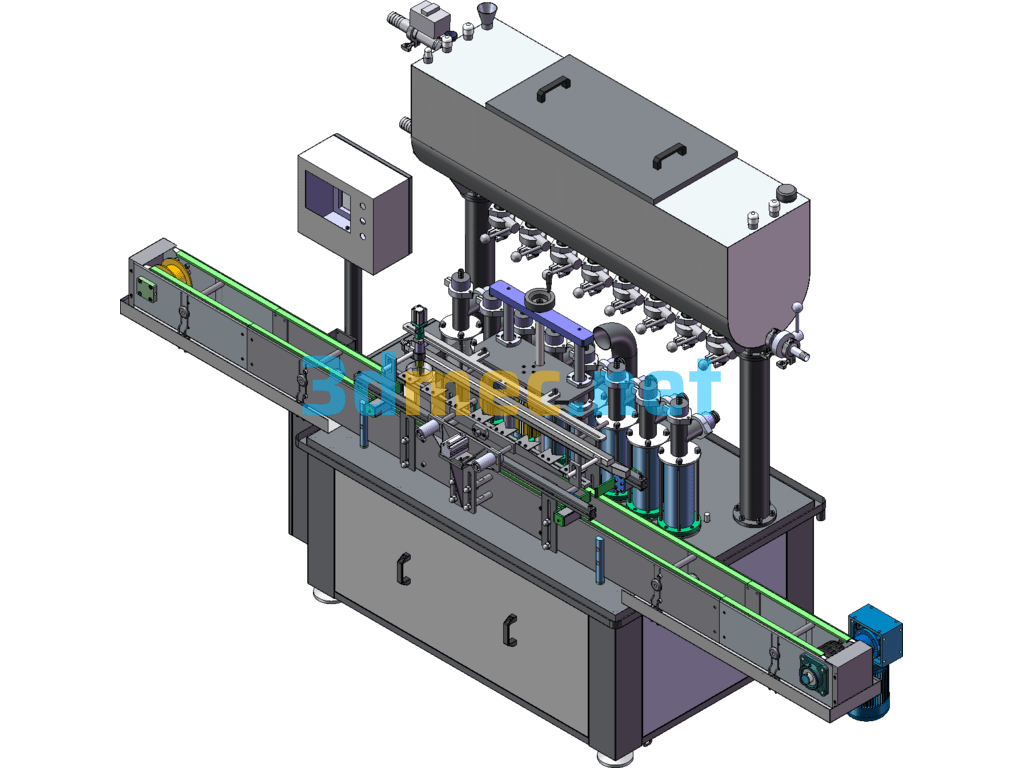 Eight-Head Piston Liquid Filling Machine, Non-Standard Fully Automatic 8-Head Filling - 3D Model SolidWorks Free Download