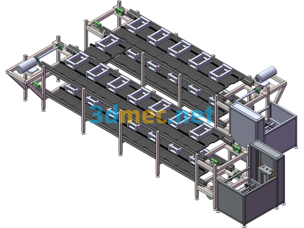 Double Speed Chain Production Line (With Return Plate Mechanism) - 3D Model SolidWorks Free Download