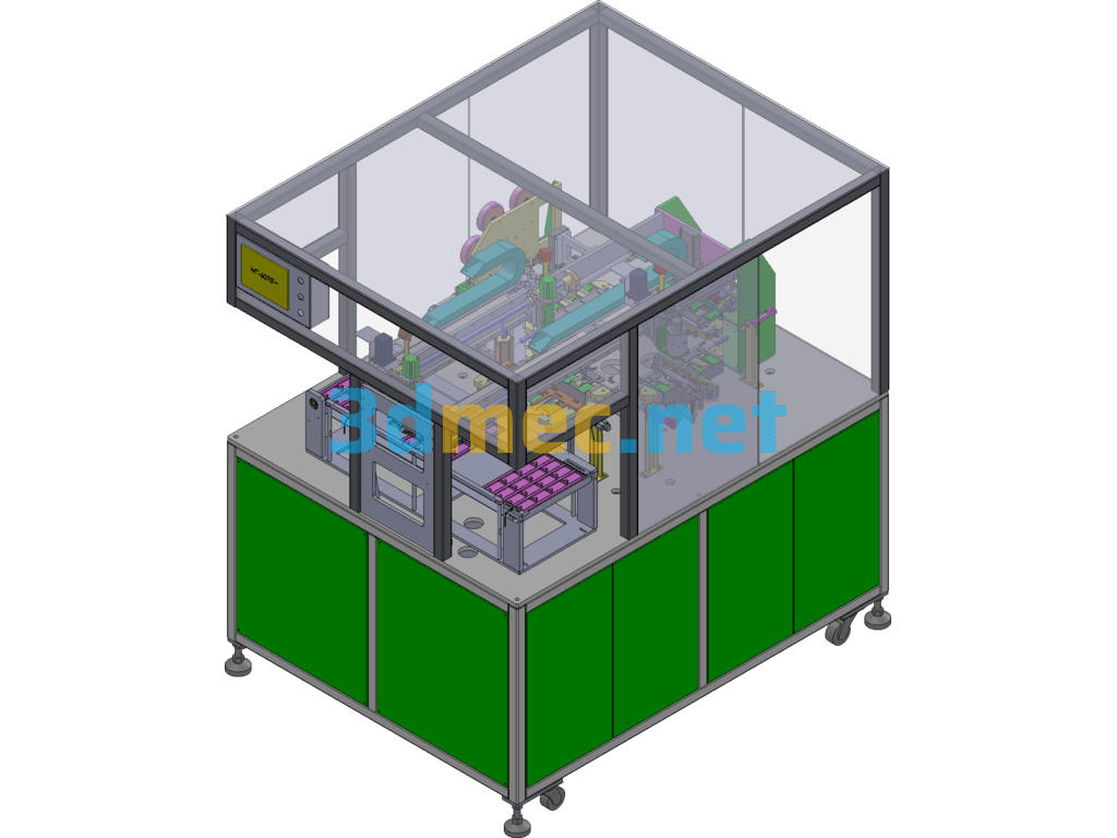 Automatic Glue Sticking Machine For Small Square Battery Bottom (Including Engineering Drawing + BOM) - 3D Model SolidWorks Free Download