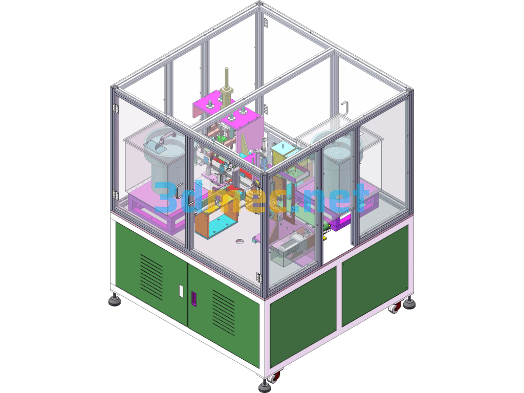 Motor Rotor Fan Blade Automatic Assembly Machine (With Gold Coating Station System) - 3D Model SolidWorks Free Download