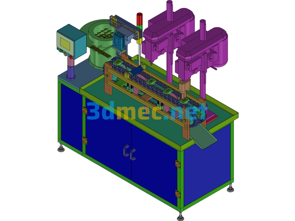 Chain Plate Automatic Tapping Machine - 3D Model ProE Creo.Elements Free Download