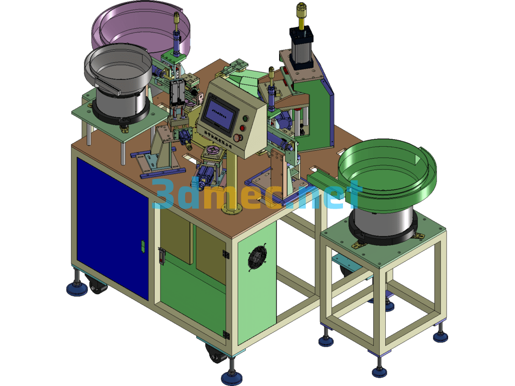 Automatic Round Cover Assembly Machine (Double Vibration Plate Feeding/Turntable Structure) - 3D Model SolidWorks Free Download