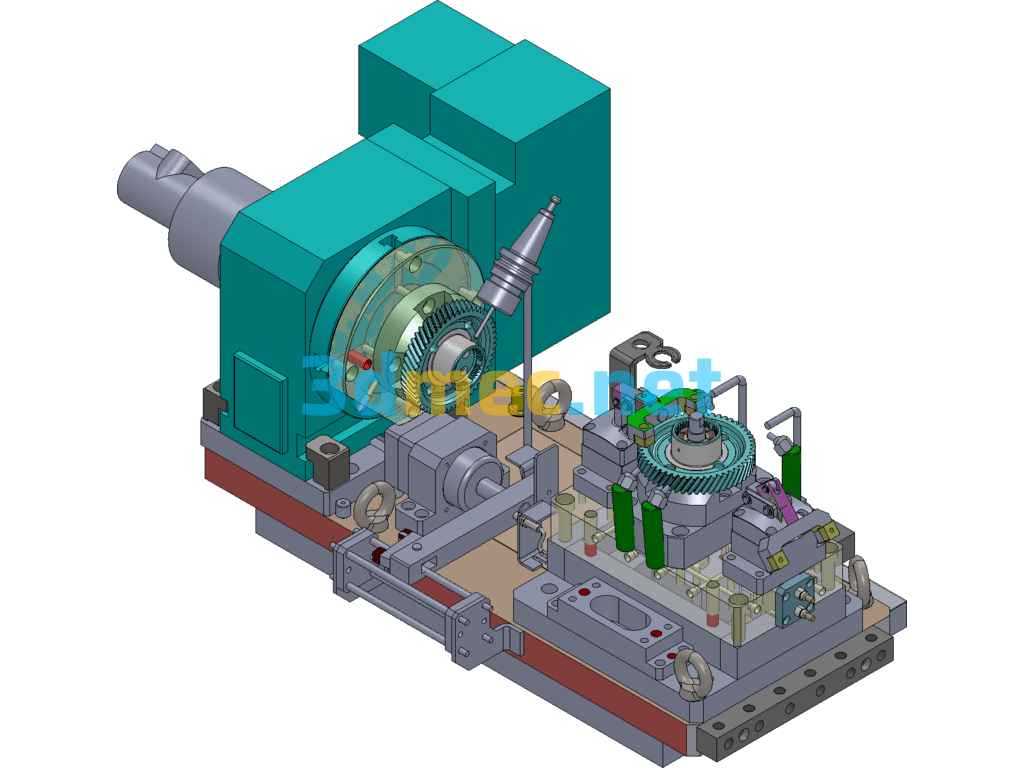 Output Driving Gear Hydraulic Fixture Assembly Diagram - 3D Model SolidWorks Free Download