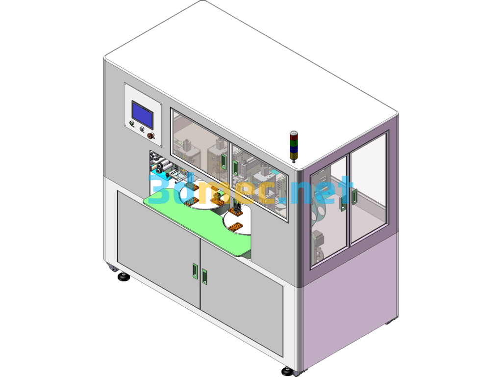 Six-Station Double Turntable Aluminum Foil Paper Sticking Machinery Equipment/Automatic Labeling Machine - 3D Model SolidWorks Free Download