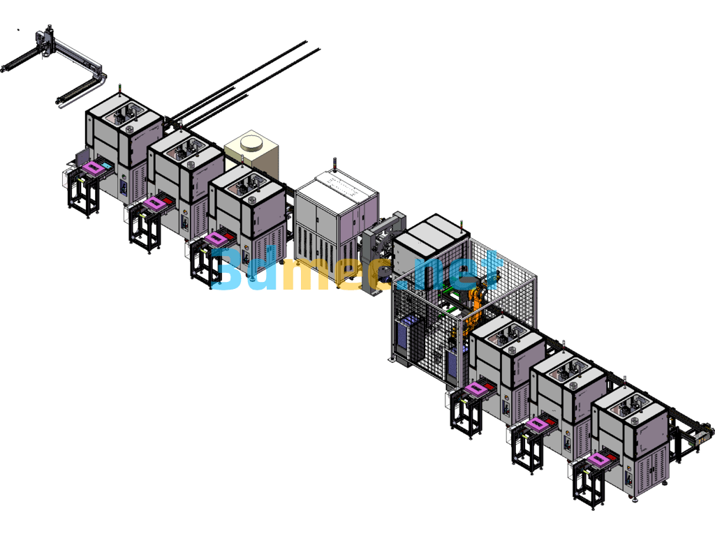 Battery Welding: Fully Automatic Battery Cell Welding Production And Processing Line - 3D Model SolidWorks Free Download