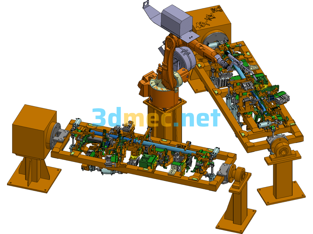 Robotic Arc Welding Fixture For Automobile Instrument Beam Frame - 3D Model SolidWorks ProE Creo.Elements Catia Free Download