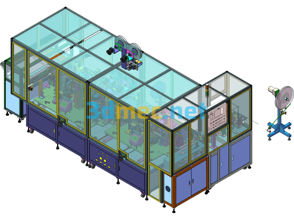 FFC Mobile Phone Soft Cable Automatic Stripping Hot Pressing Punching Cutting Detection Production Line - 3D Model SolidWorks Free Download