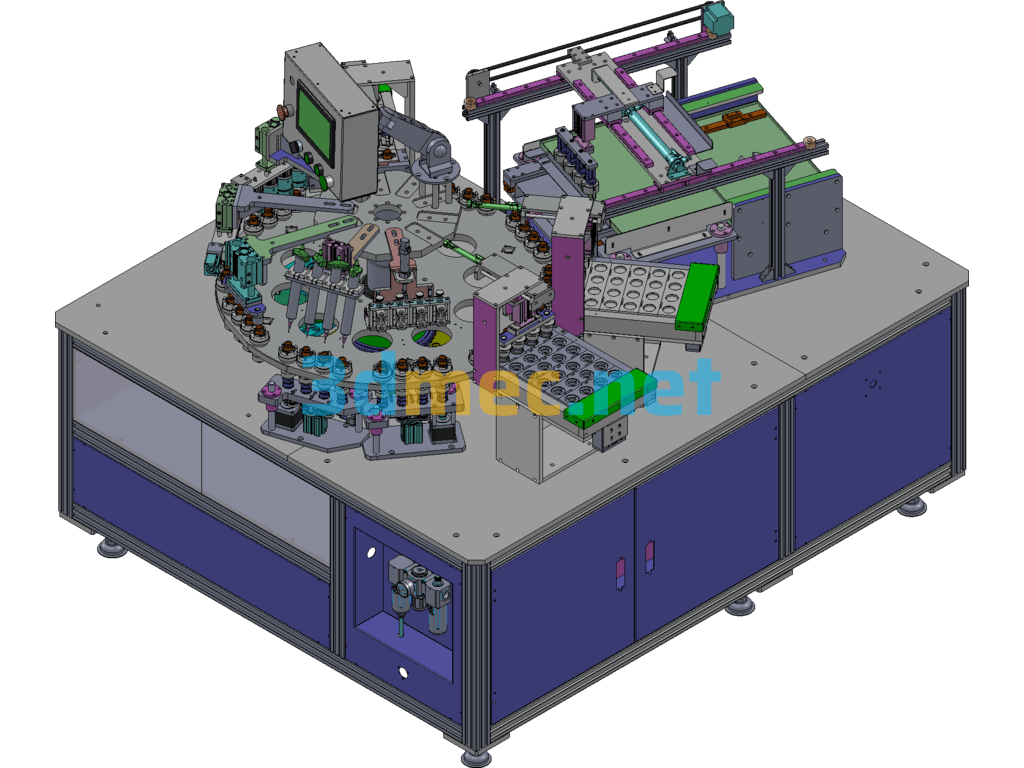 Turntable Type Fully Automatic Assembly Machine - 3D Model SolidWorks Free Download