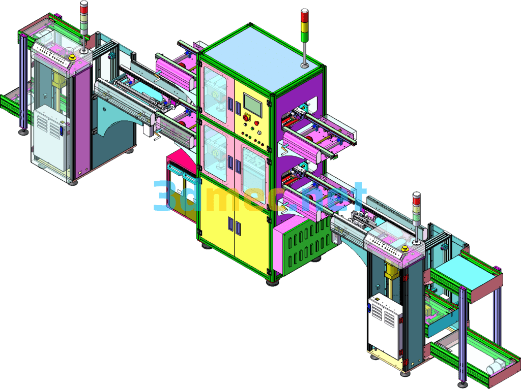 SMT Online ICT And FCT Double-Layer Multifunctional Automatic Testing Machine Equipment - 3D Model SolidWorks Free Download