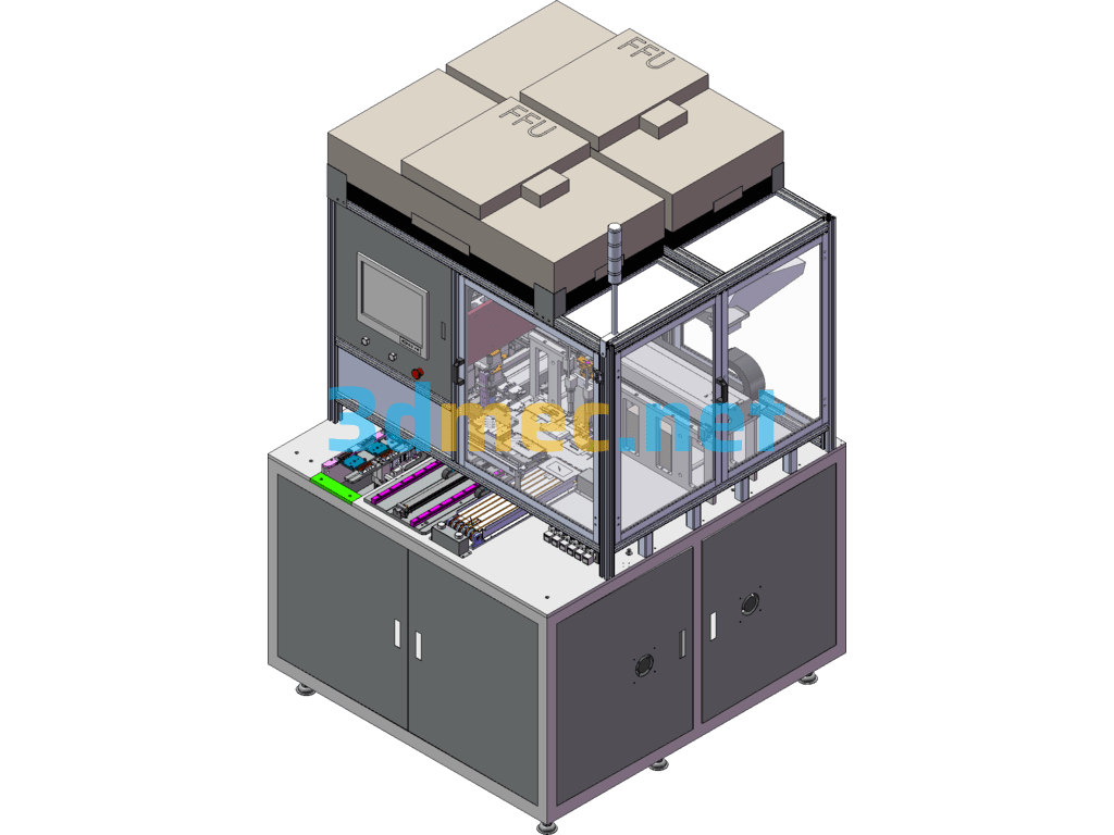 Mobile Phone Screen, Tablet Screen Fully Automatic Assembly Machine - 3D Model SolidWorks Free Download