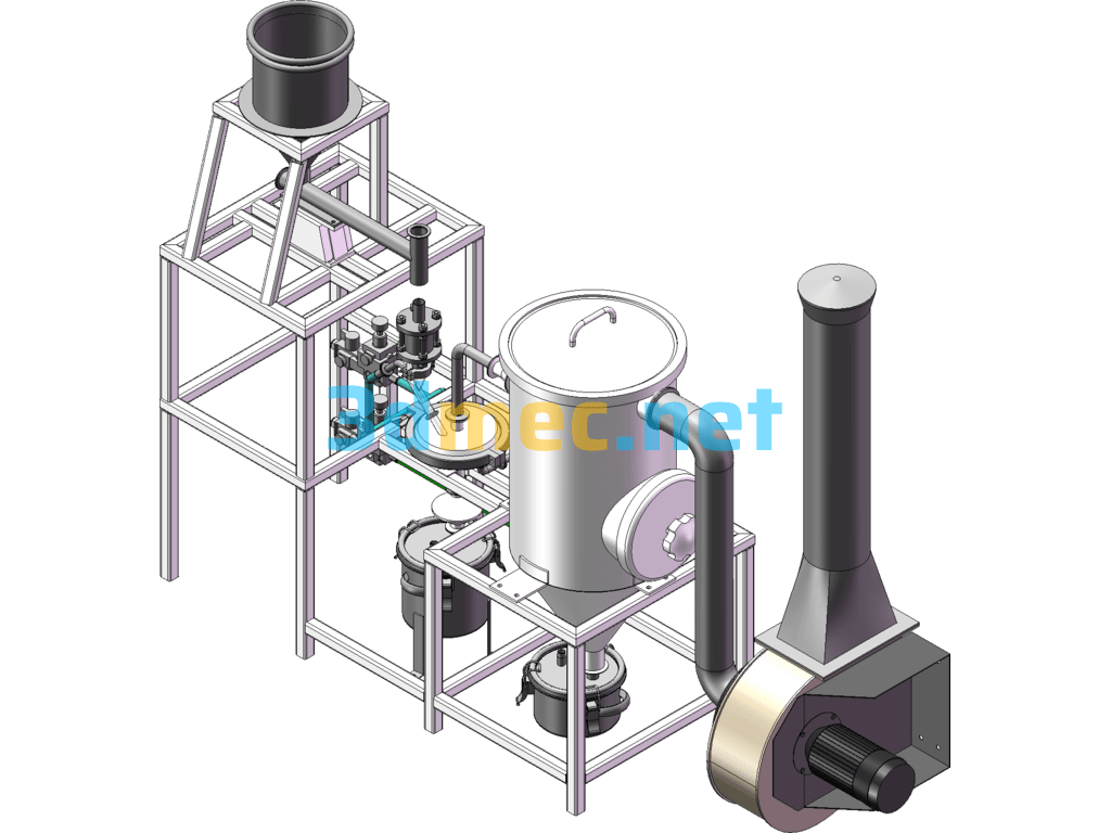 Flat Air Jet Mill - 3D Model SolidWorks Free Download