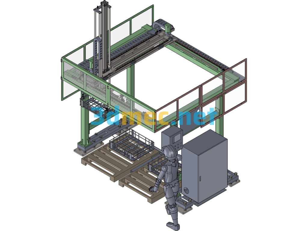 Large Truss Manipulator Discharging Rack Complete Set, Grabbing Manipulator Equipment - 3D Model SolidWorks Free Download