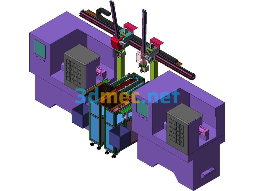 CNC Lathe Robot (Automatic Double-Arm Robot) - 3D Model SolidWorks Free Download