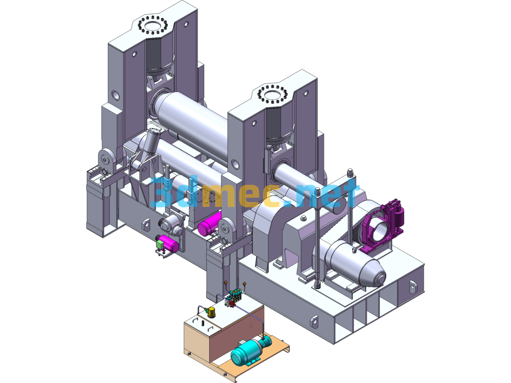 W11S-100x2500 Universal Three-Roller Plate Rolling Machine - 3D Model SolidWorks Free Download