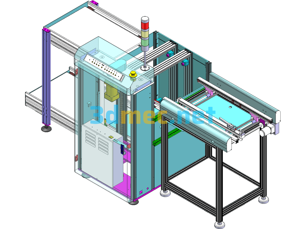 Standard LL Type Unloader, SMT Unloader L Type Conveying PCB Board Equipment From Left To Right - 3D Model SolidWorks Free Download