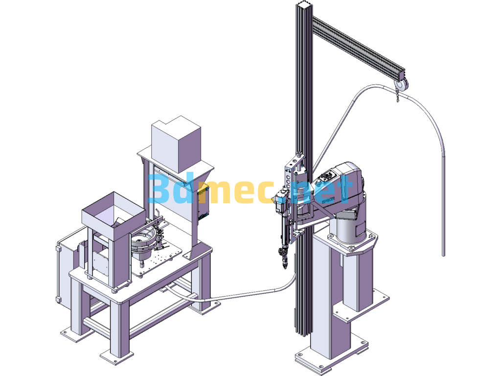 Four-Axis Industrial Robot Arm Screw Automatic Screw Machine - 3D Model SolidWorks Free Download