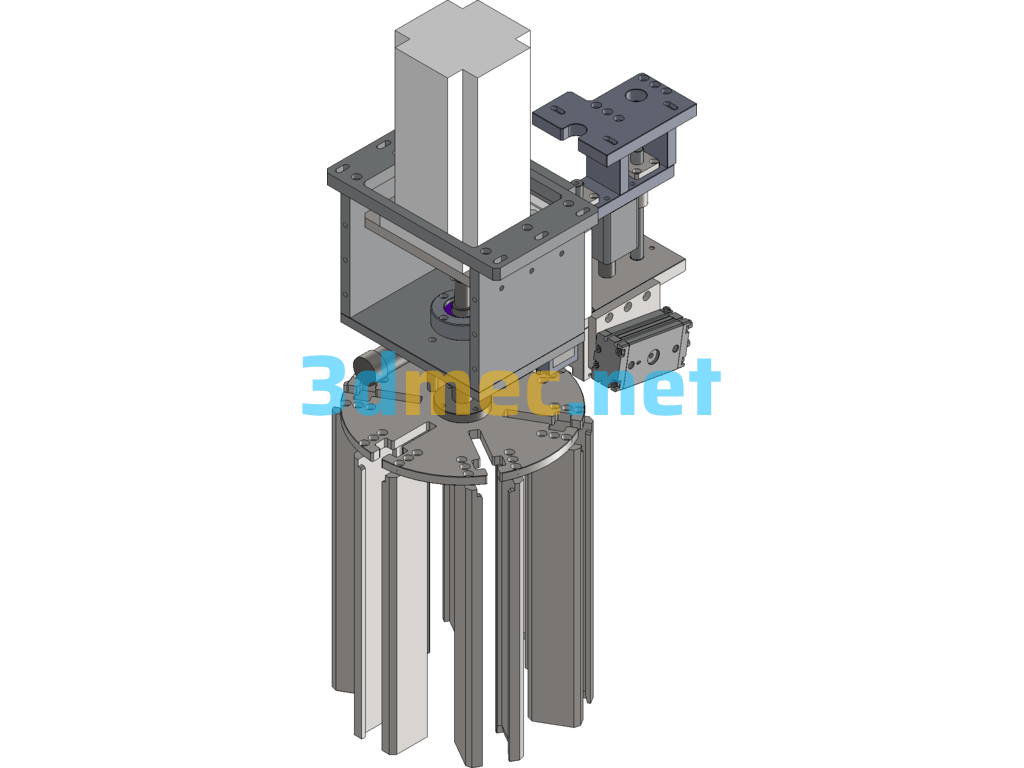 Drawing Of The Turntable Stacking Loading And Unloading Mechanism (Magnetic Tile Storage Component) - 3D Model SolidWorks Free Download