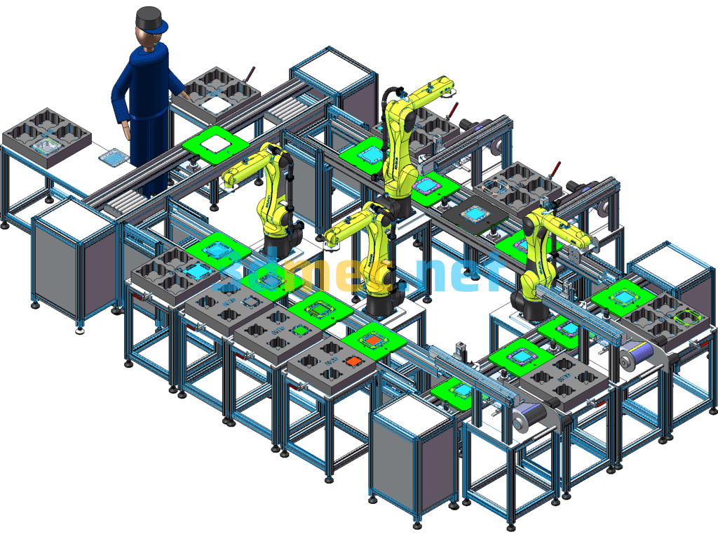 Speedchain Battery Assembly Line Solution - 3D Model SolidWorks Free Download