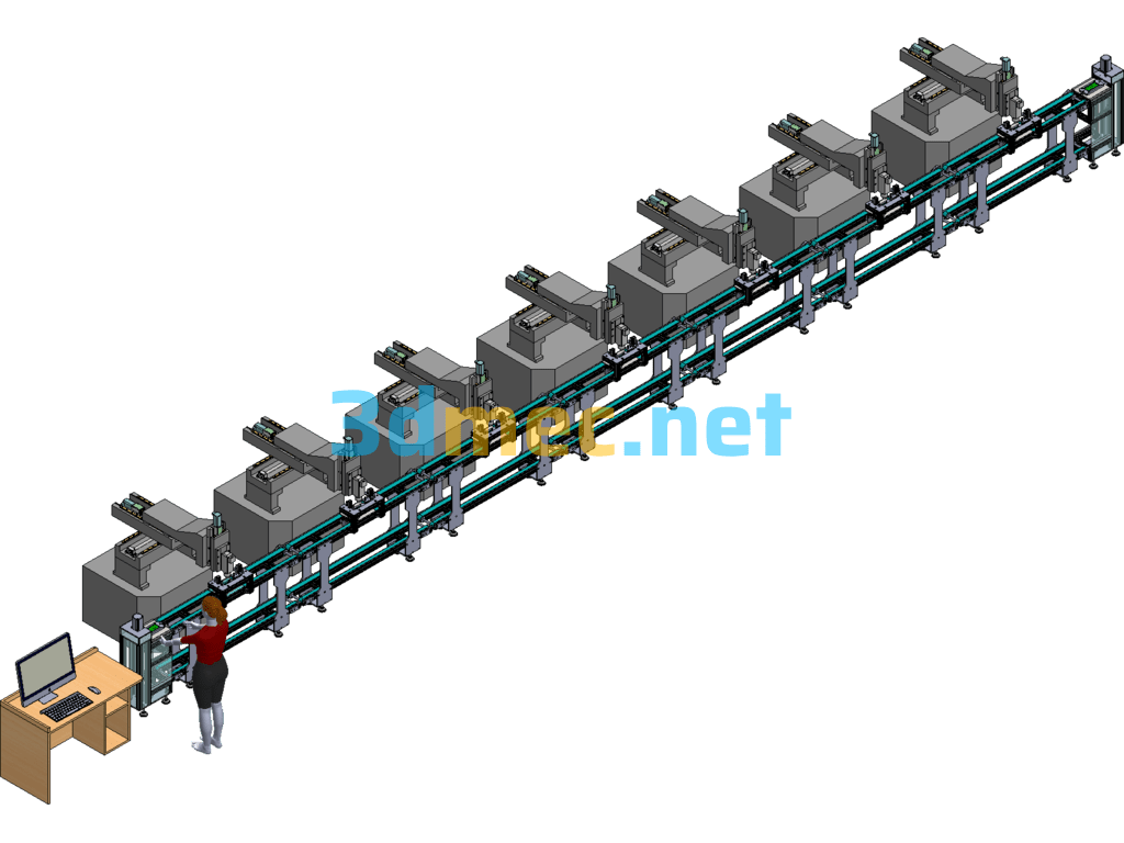 Mobile Phone Shell CNC Processing Line - 3D Model SolidWorks Free Download