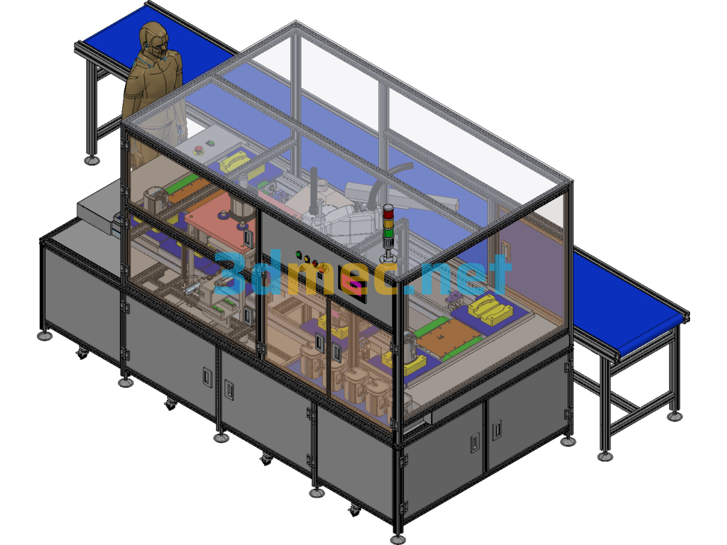 Assembly Inspection, Side Screw Locking, Pressing, Handling Automatic Double-Speed Chain Line - 3D Model Exported Free Download