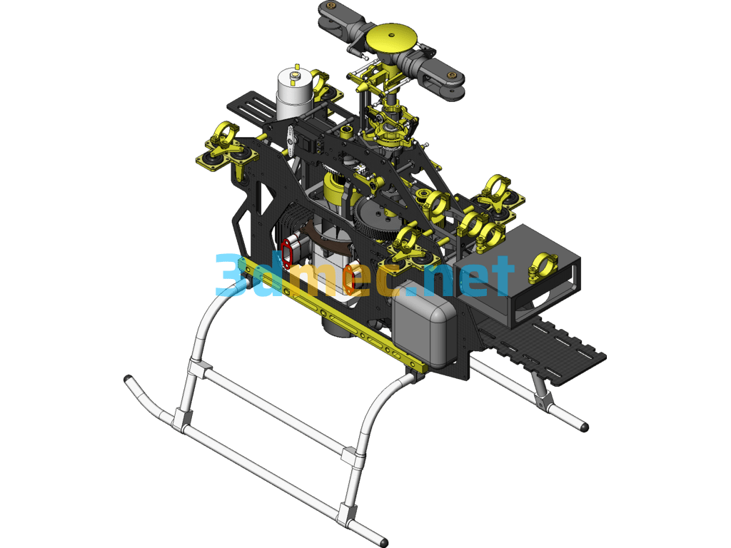 Shenlong 520-VI Aerial Photography Helicopter Dual Cylinder Gasoline Aerial Photography Helicopter - 3D Model SolidWorks Free Download