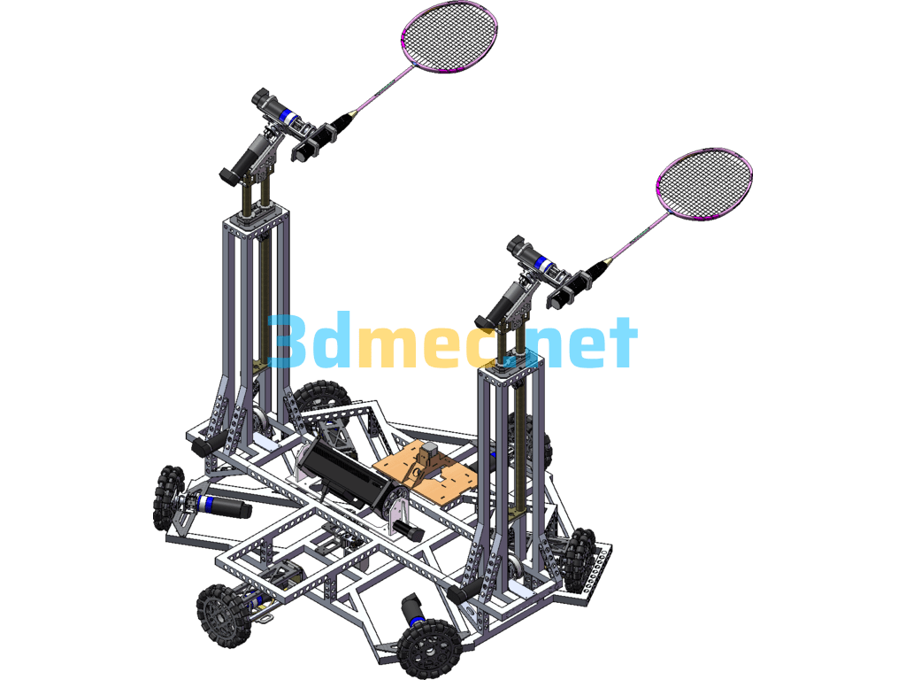 Doubles Badminton Mobile Robot (Including Rendering File Bip) - 3D Model SolidWorks Free Download