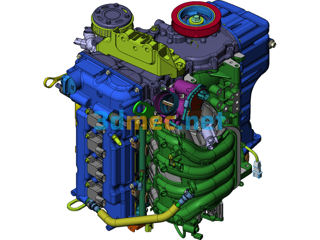 Detailed Car Engine Design Model - 3D Model SolidWorks Free Download