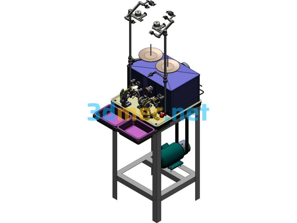 Silkworm Cocoon Winding Machine, Bottomless Shuttle Fully Automatic Silkworm Cocoon Winding Machine - 3D Model SolidWorks Free Download