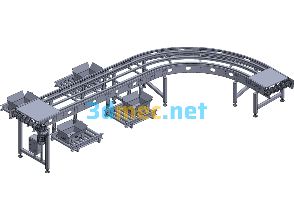 Carton Conveyor Belt - 3D Model Exported Free Download