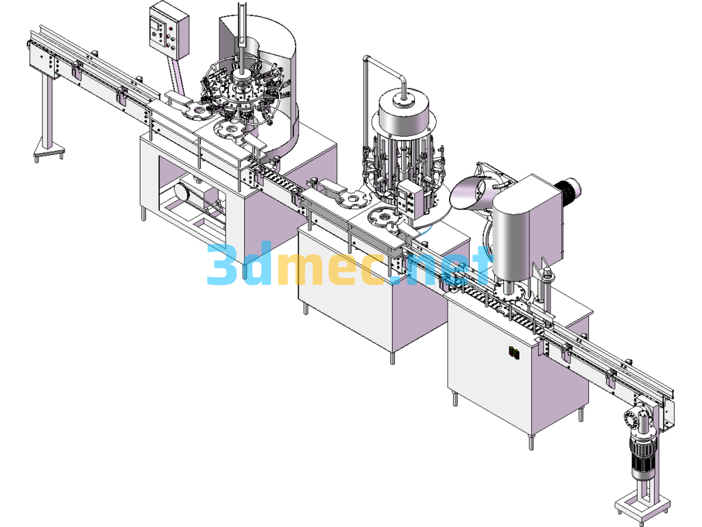 Fully Automated Bottled Beverage Production Line - 3D Model SolidWorks Free Download