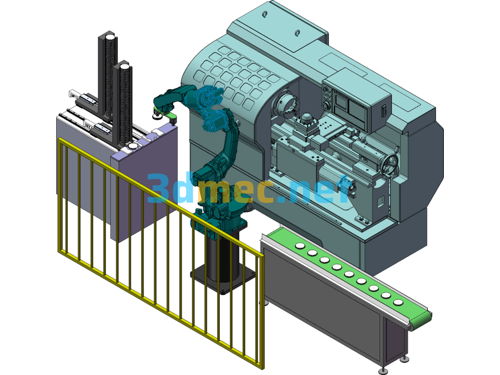 Casting Loading And Unloading Equipment, Robot Automatic Lathe Loading And Unloading Equipment - 3D Model SolidWorks Free Download