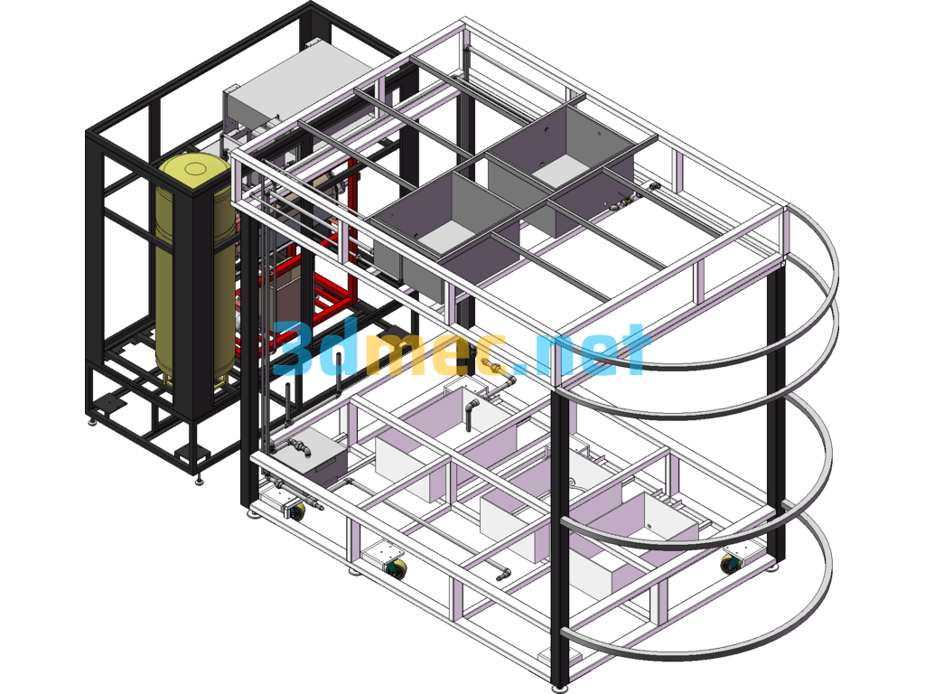 Mobile Toilet Pipeline Frame Layout Assembly - 3D Model SolidWorks Free Download