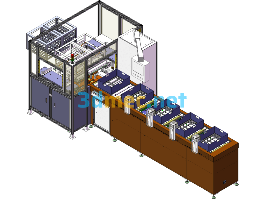 3D Caliper Disassembly And Washing Line Connection Equipment - 3D Model SolidWorks Free Download