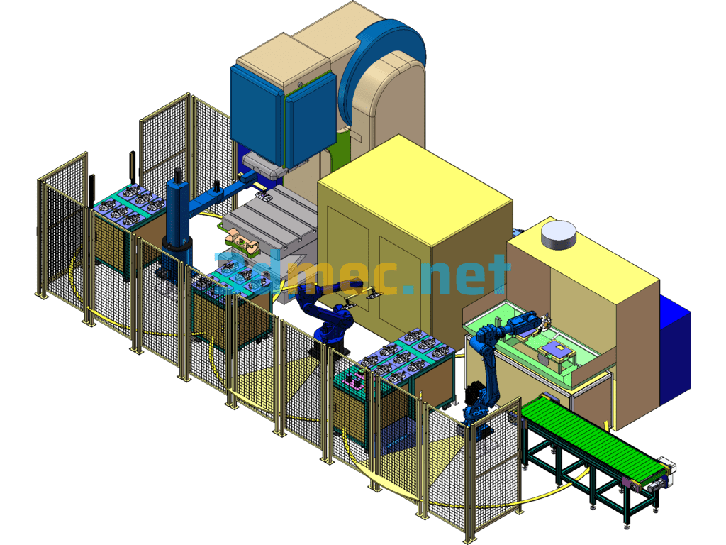 Stamping, Drilling And Grinding Robot Connection Automation Equipment - 3D Model SolidWorks Free Download