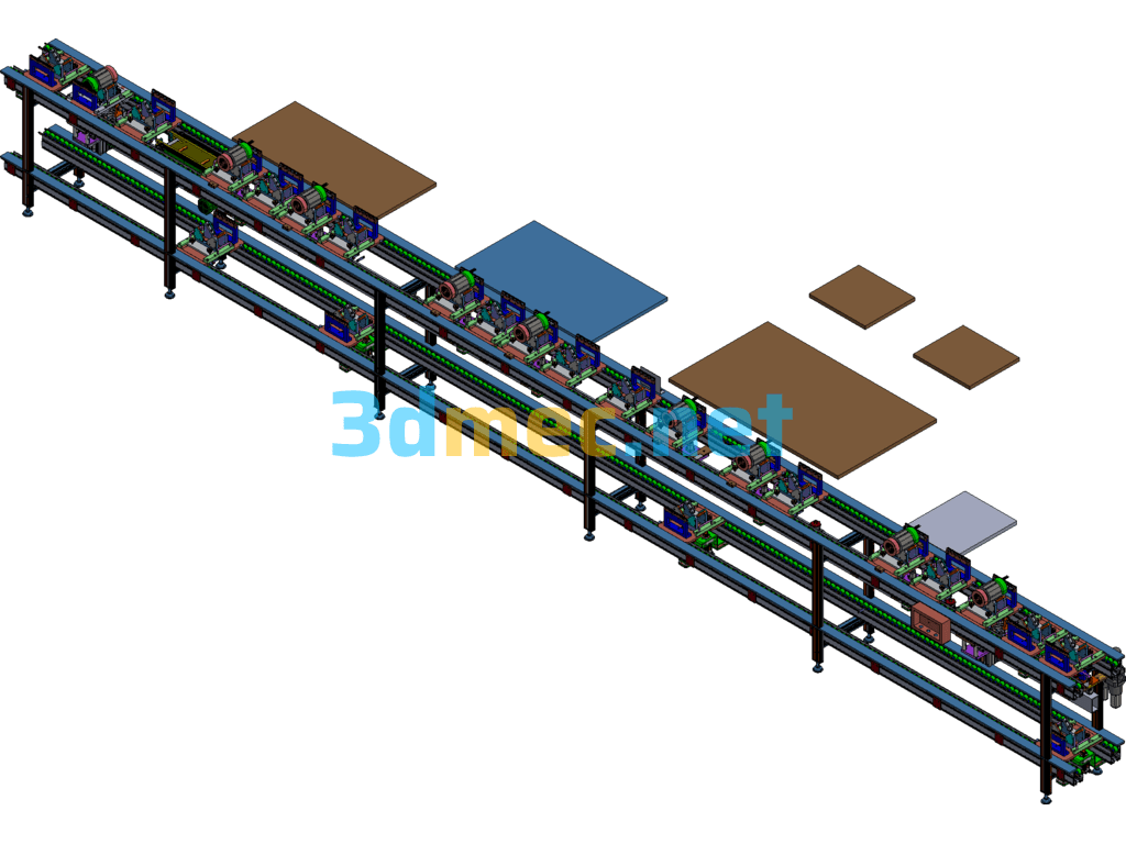 Double-Speed Chain Conveyor Motor Automatic Twisting Machine And Fixture Assembly Line - 3D Model ProE Creo.Elements Free Download