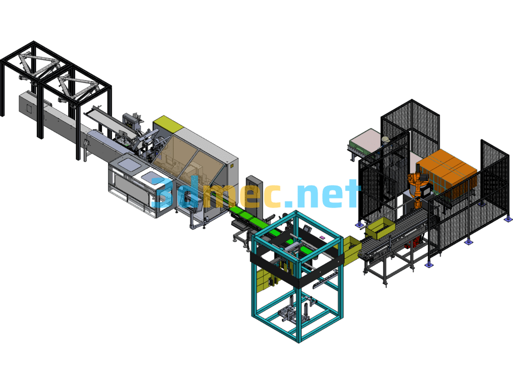 Packaging Line (Boxing, Paper Folding, Labeling And Other Assembly Lines) - 3D Model SolidWorks Free Download