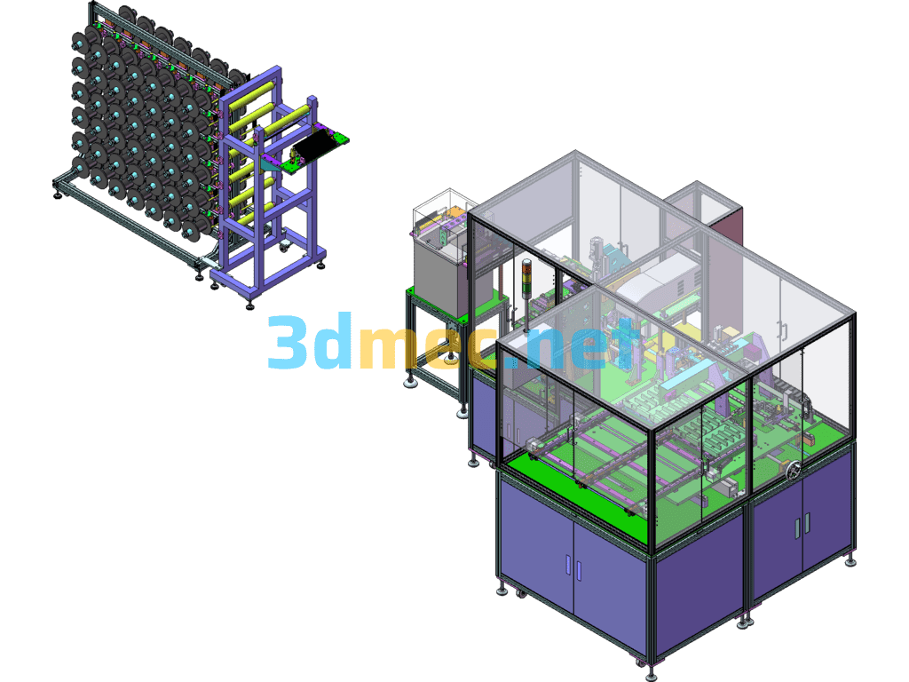 Wire Gluing Laser Cutting Material Collection Automatic Line/Copper Axis Ultrasonic Cleaning FPC Glue Tape Laser Cutting Peeling Machine Automation Equipment - 3D Model SolidWorks Free Download