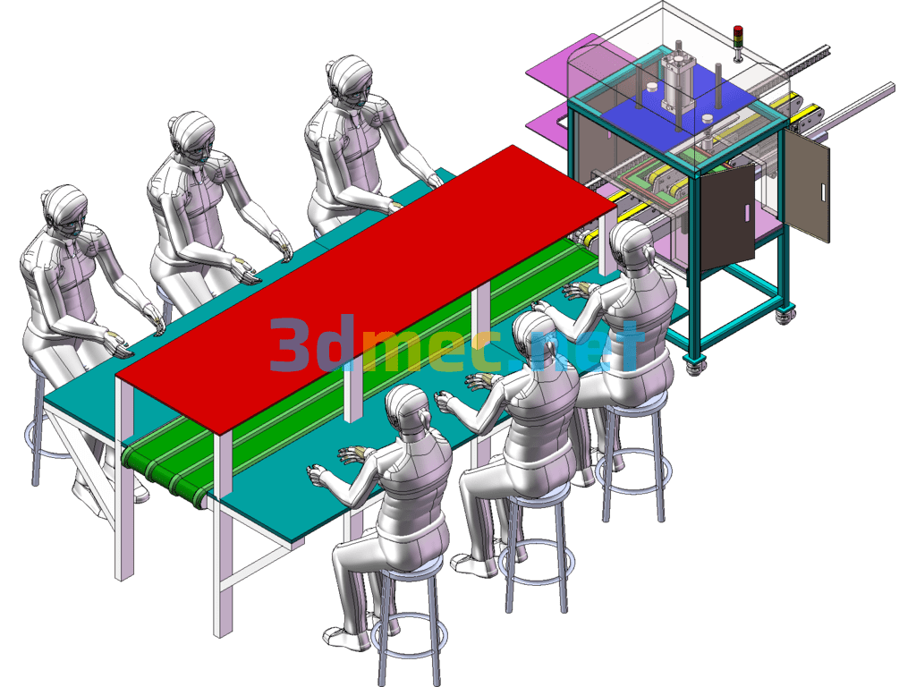 Laminating Machine (Loading And Unloading On Conveyor Line) - 3D Model SolidWorks Free Download