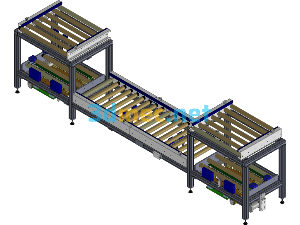 Double Layer 90° Conveyor Roller Line - 3D Model SolidWorks Free Download