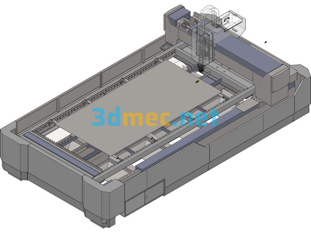 500W Fiber Laser Cutting Machine (Mature Product 3015 Model) - 3D Model SolidWorks Free Download