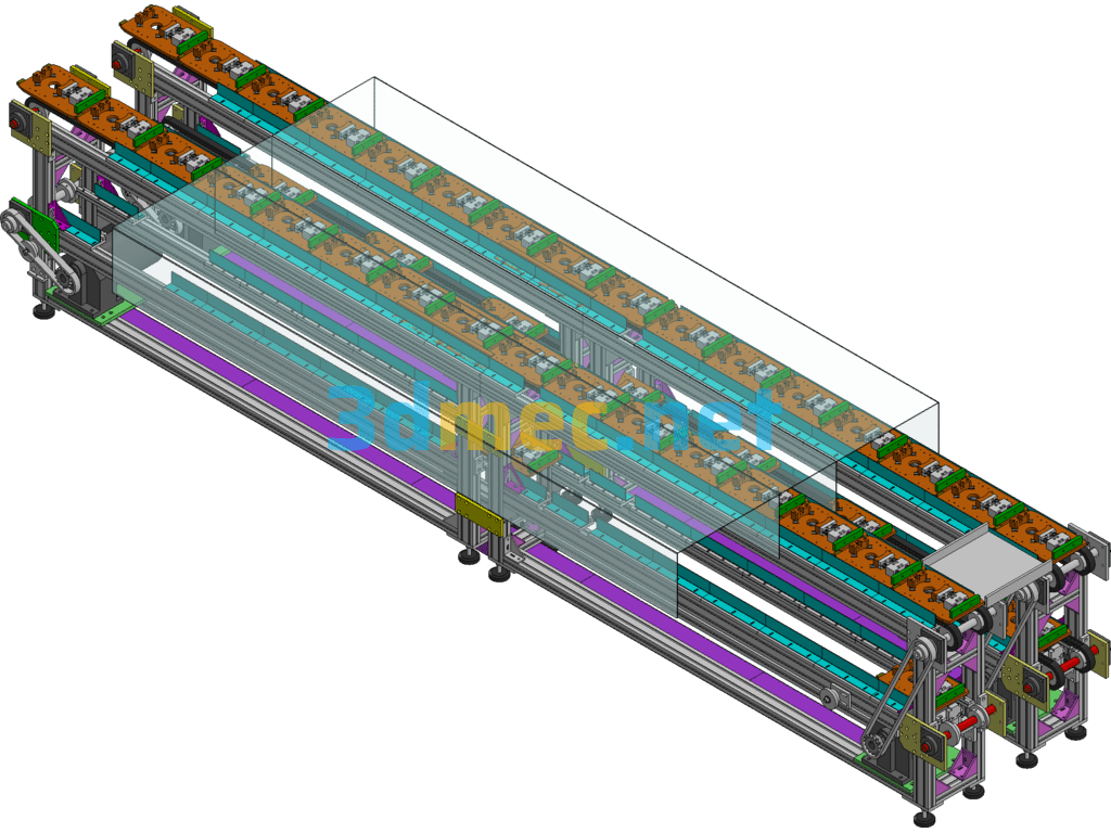 Double-Layer Chain Conveyor Line - 3D Model Exported Free Download