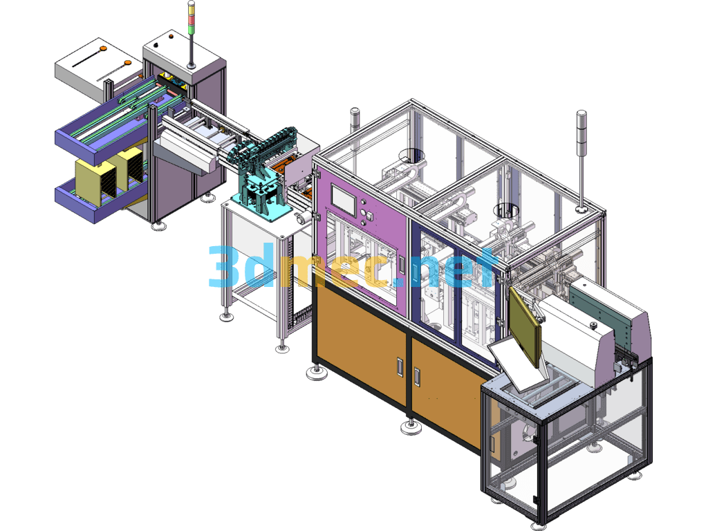 Fully Automatic PCB Dispensing Test Automatic Production Line, Including Loading And Unloading Mechanism - 3D Model SolidWorks Free Download