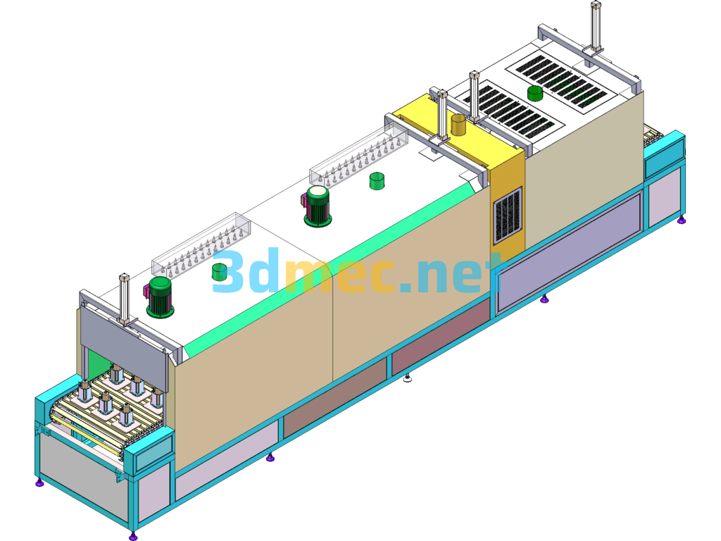 Hot Air Circulation Tunnel Drying Furnace - 3D Model Exported Free Download